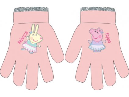 Dívčí rukavice PEPPA PIG prstové růžové