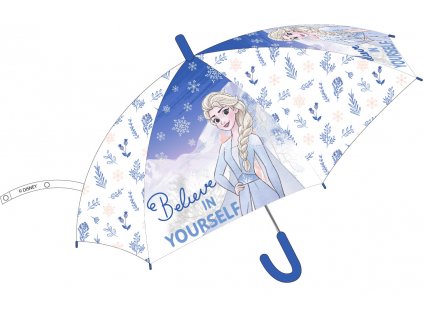 Dívčí deštník FROZEN ELSA automatický modrý transparentní