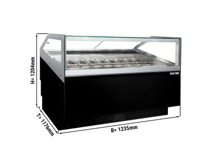 Vitrína na zmrzlinu  - 1,2 x 1,1 m - černá - s LED