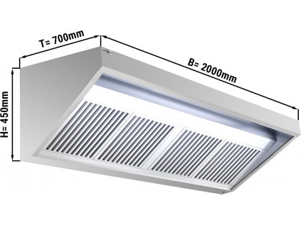 Nástěnná digestoř  - 2,0 m - s filtrem a osvětlením