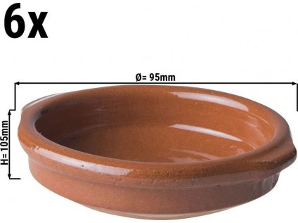 (6 kusů) CLASSICO - Zapékací miska/talíř na tapas - 8 x 2 cm - Hnědá barva