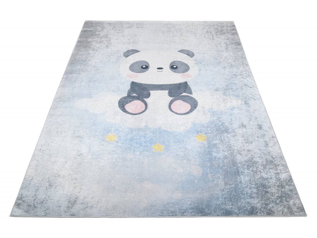 Dětský koberec Emma Kids - panda a mráček - šedý