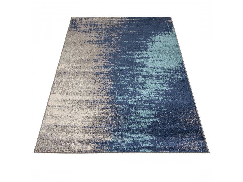 Moderní koberec Spring - abstrakt 15 - tmavě modrý/světle šedý
