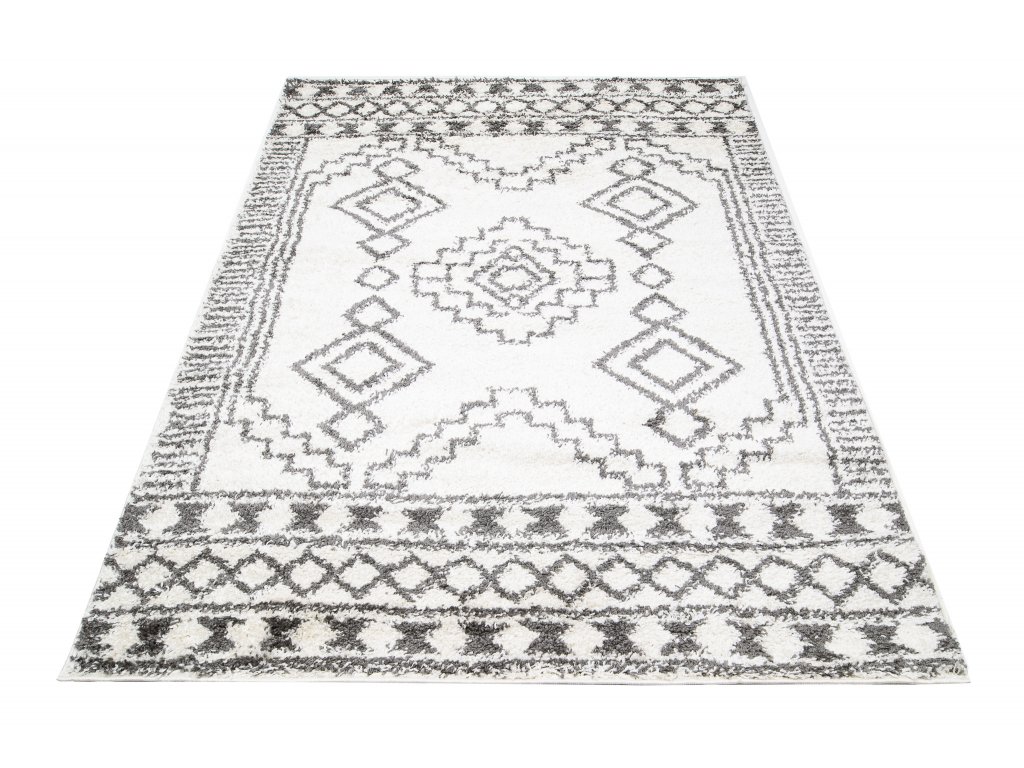 Moderní koberec Delhi - obrazce 5 - šedý/bílý