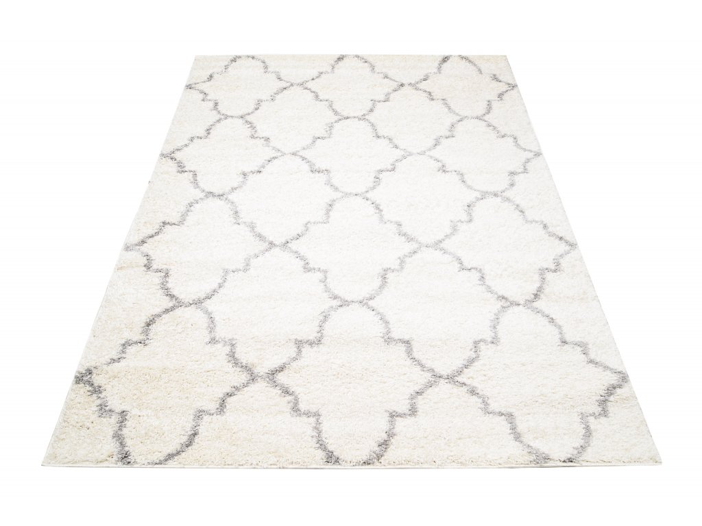 Moderní koberec Delhi - mřížka 1 - bílý