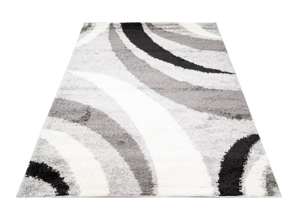Moderní koberec Delhi - vlnky 3 - šedý/bílý
