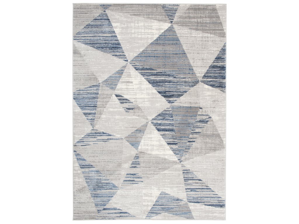 Moderní koberec Asthane - trojúhelníky 2 - šedý/tmavě modrý