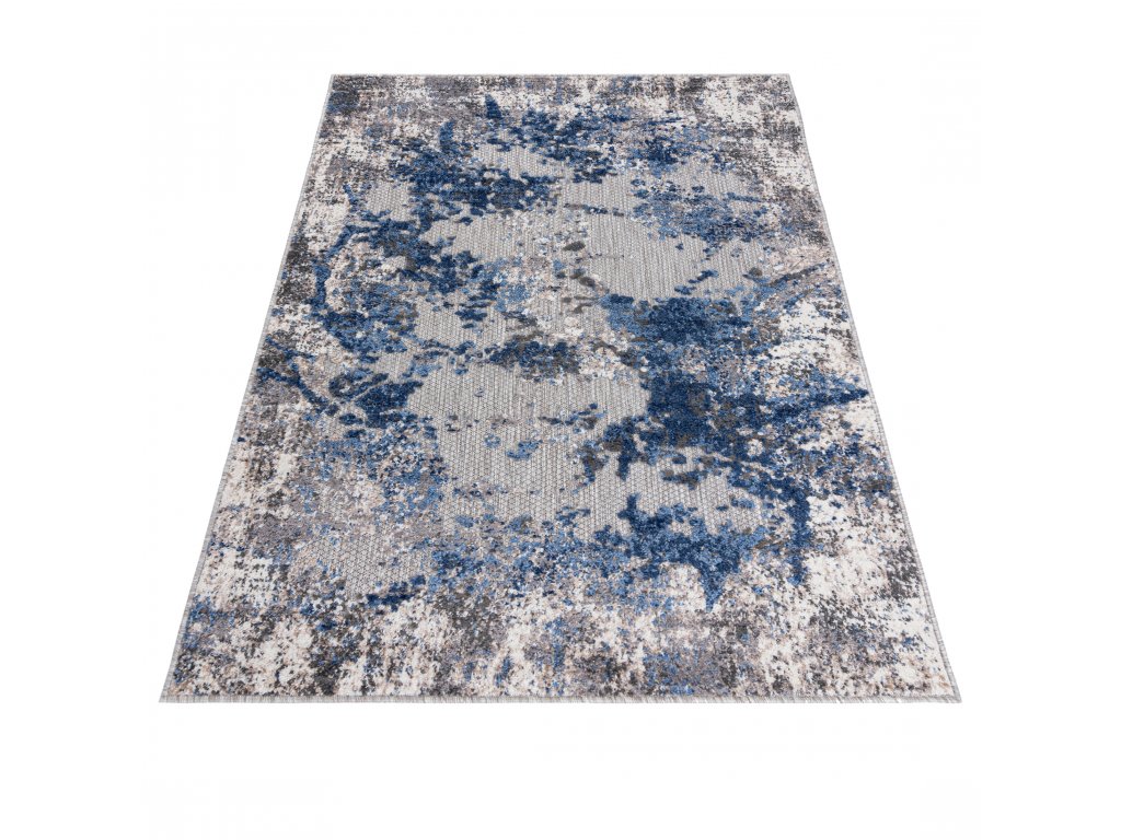 Moderní koberec Aventura - abstrakt 1 - šedý/modrý