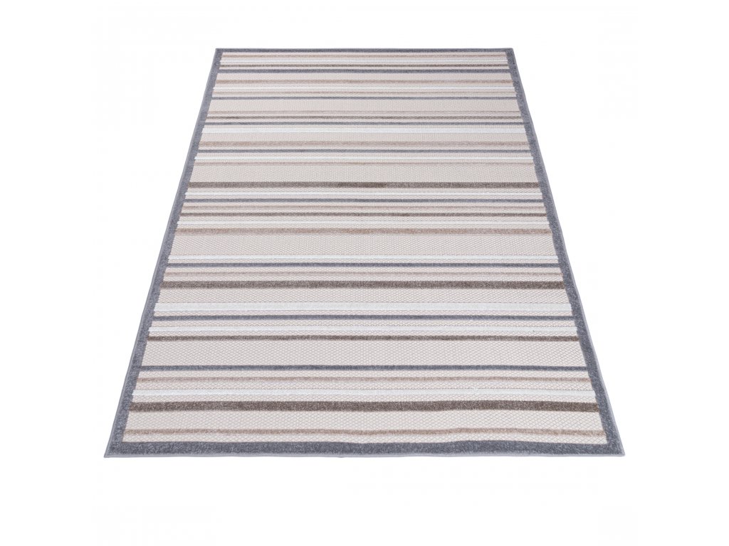 Moderní koberec Aventura - čáry 3 - krémový/hnědý