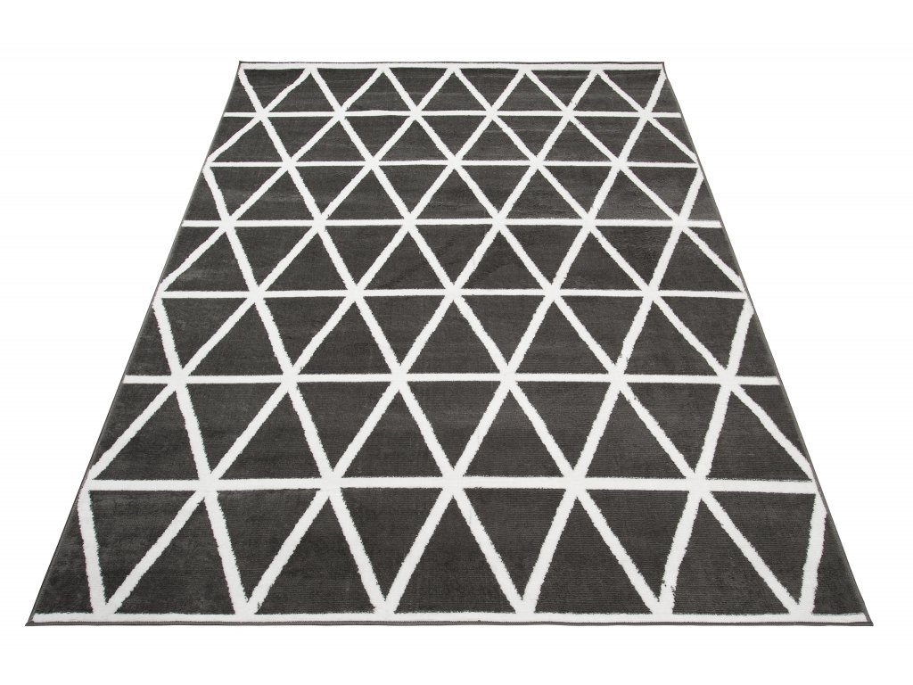 Moderní koberec Bali - trojúhelníky 1 - tmavě šedý