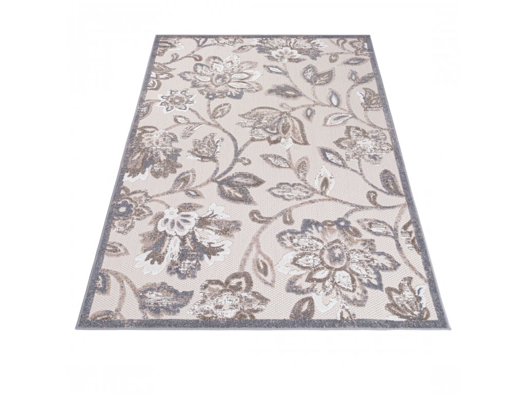 Moderní koberec Aventura - květiny 3 - krémový
