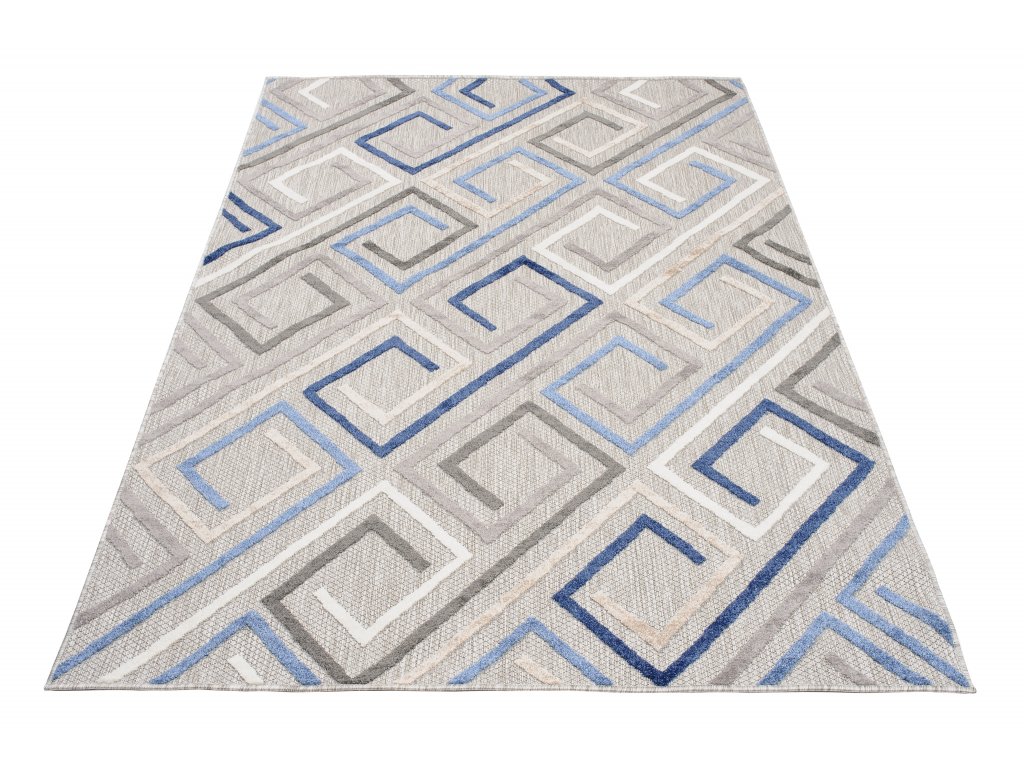 Moderní koberec Aventura - obrazce 1 - šedý/modrý