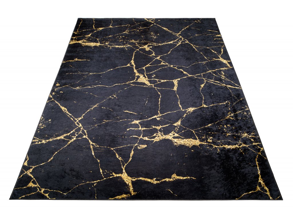 Moderní koberec Life - mramor 2 - černý/zlatý
