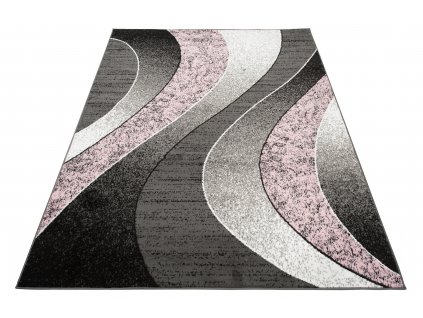Moderní koberec Tap - vlnky 5 - růžový/šedý
