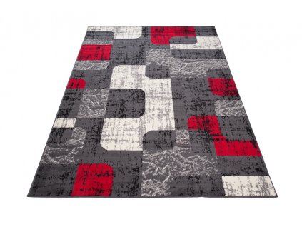 Moderní koberec Tap - geometrické tvary 2 - červený/šedý