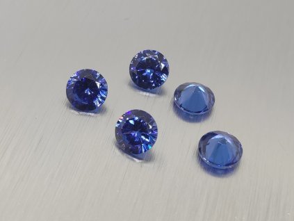Glas synthetisches  rund 6 mm farbe blau facettiert