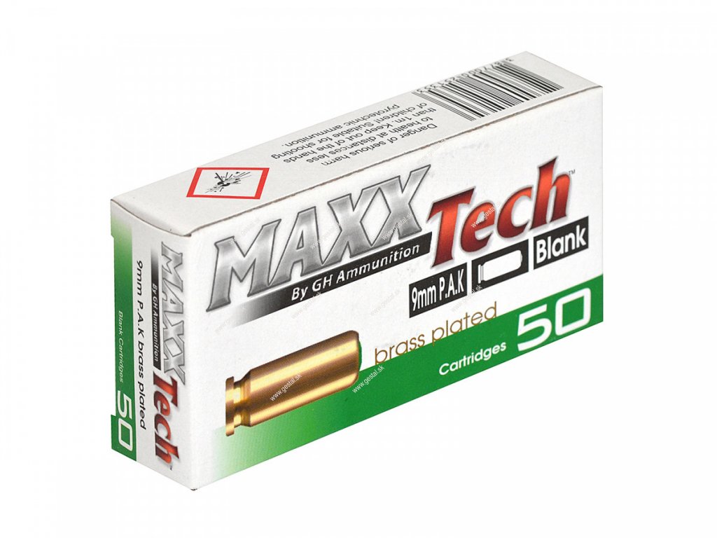 Nábojky štart. MAXXTech 9mm P.A.K. oceľ.n. pomosadzená 50 ks