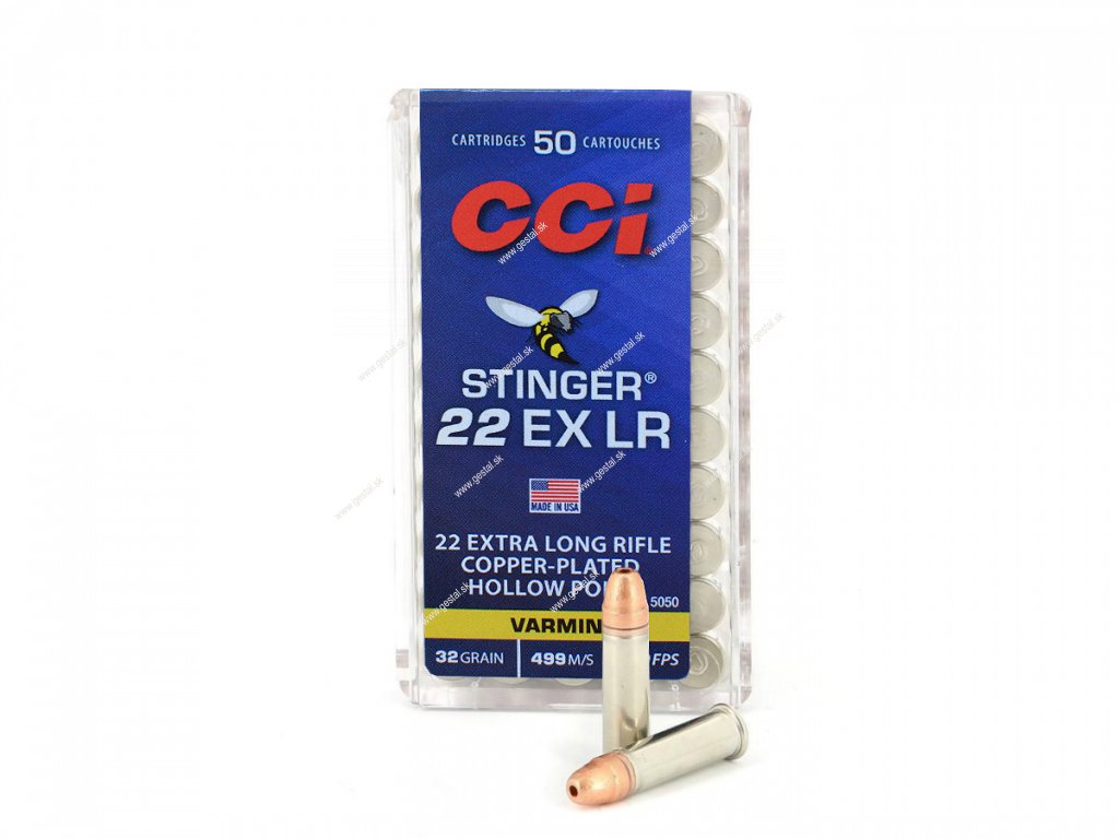 .22EXLR CCI Stinger 32gr/2,07g Copper-Pated HP, 50 ks (5050)