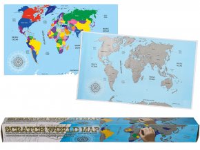 Stírací mapa světa XL modrá