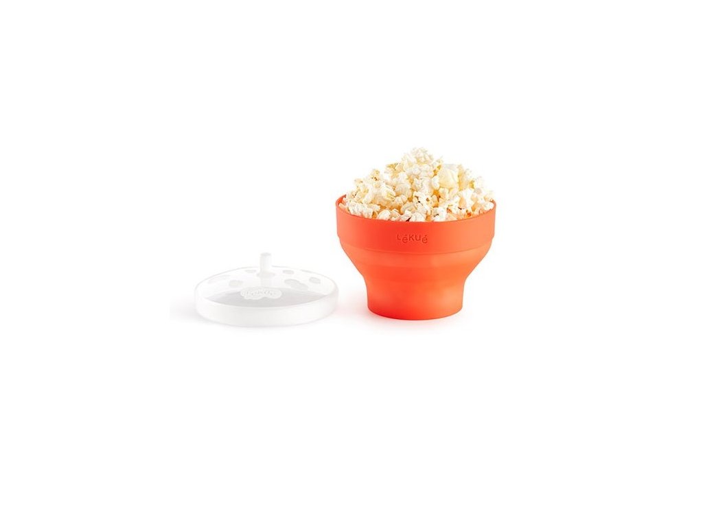 90407 1 silikonova nadoba na pripravu popcornu v mikrovlnce lekue pop corn mini 1ks cervena