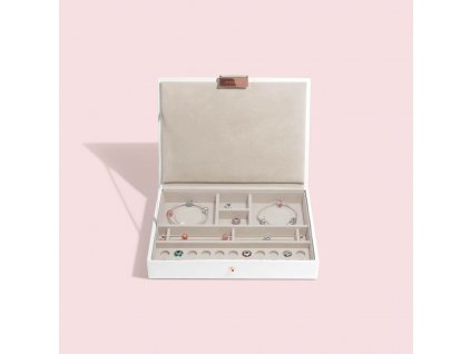 Šperkovnice Stackers Limited Edition White & Rose Gold Charm Jewellery Box Lid | bílá