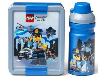 LEGO City svačinový set pro děti (láhev a box) - modrý