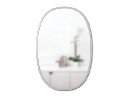 Oválné zrcadlo s šedým rámem Umbra Hub Oval Grey | šedý detail