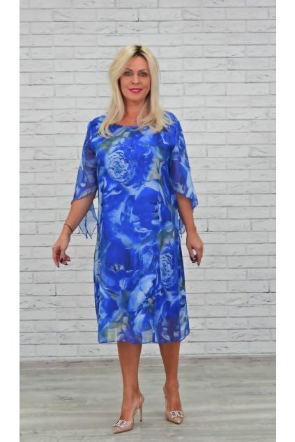 Modré šaty s kvetinovým vzorom