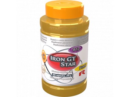 IRON GT STAR, 60 tab. - Železo, kyselina listová, vitamín C a B12