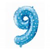 Fóliový balón číslo 9 s hviezdičkami - modrá - 65 cm