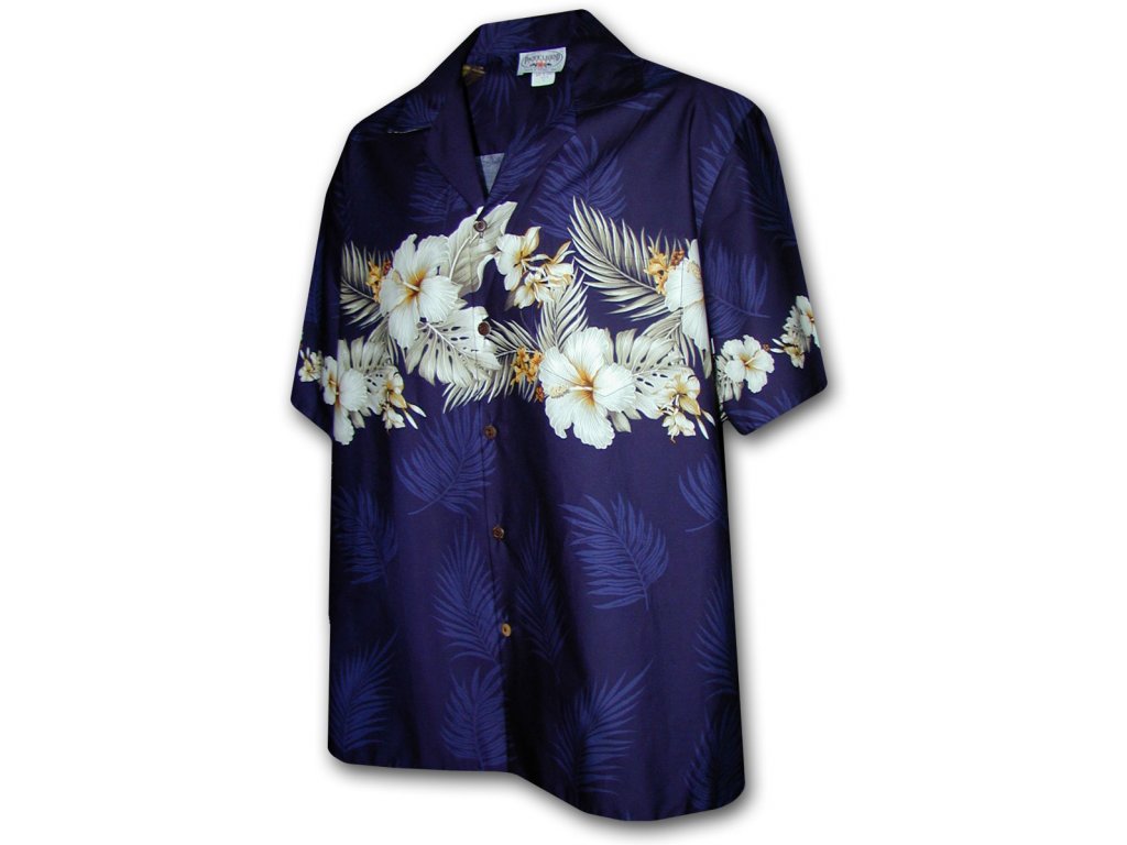 Modá havajská košile s motivem květů ibišku