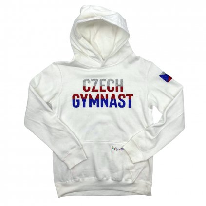 Mikina  Czech Gymnast bílá s vlaječkou