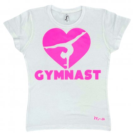 Gymnastické tričko (bílé) - Gymnast heart (pink)