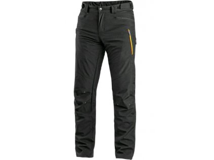 Pánske softshellové nohavice CXS AKRON,  čierne s HV žlto/oranžovými doplnkami 1