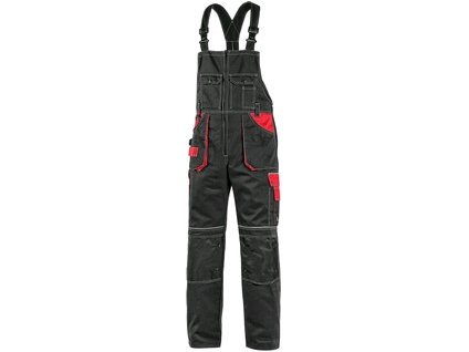 Pracovné montérkové nohavice na traky CXS ORION KRYŠTOF, zimné, pánske, čierno-červené (Veľkosť 60-62)