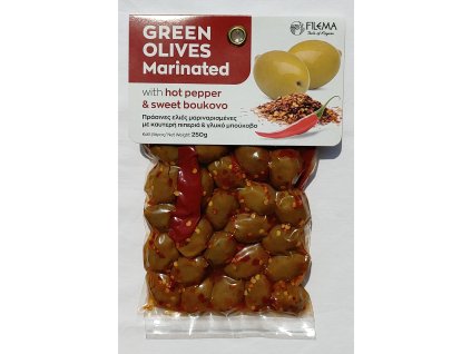 Marinované zelené olivy s paprikou