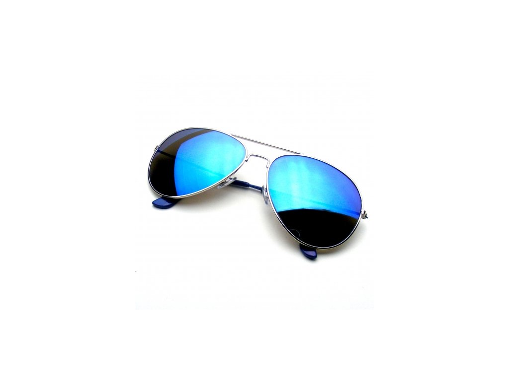 Aviator Style - strieborné - modré sklá