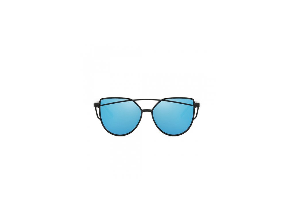 Slnečné okuliare - Cat Eye Aviator style - čierne - modré sklá
