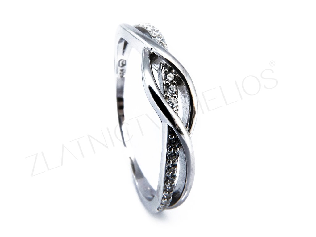 Stříbrný prsten se zirkony (Kameny Se Zirkony, Velikost 61, Váha 2,3g)