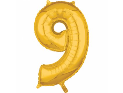 44435 foliovy balon narodeninove cislo 9 zlaty 66cm