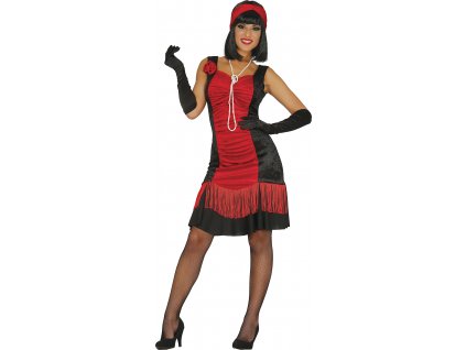 Dámsky kostým - Charleston červeno-čierny (Velikost - dospělý M)