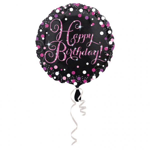 Amscan Fóliový balónek Happy Birthday třpytivá růžová