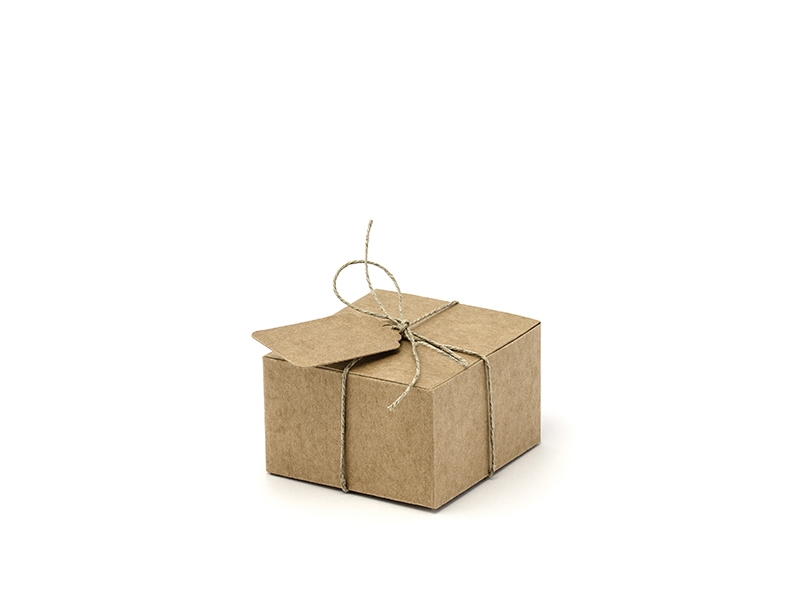 PartyDeco Krabičky na darčeky so štítkami - hnedé 10 ks
