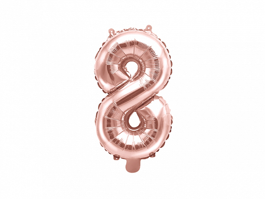 PartyDeco Fóliový balón Mini - Číslo 8 ružovo-zlatý