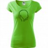 Ručně malované triko světle zelené s černým motivem - Dlaň a hlava