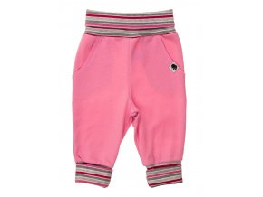 Oblečení pro miminka, kojenecké polodupačky Stripe růžové. Růžové polodupačky s rostoucím ohrnovacím pruhovaným nápletem tvoří krásnou kombinaci. Tepláčky pro miminka.