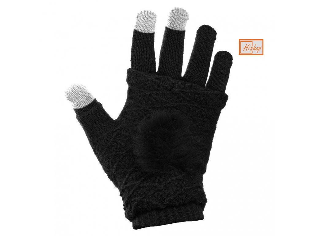 eng pl Touchscreen Winter Gloves 2in1 Striped and Fingerless Gloves Wrist Warmers black 27072 13