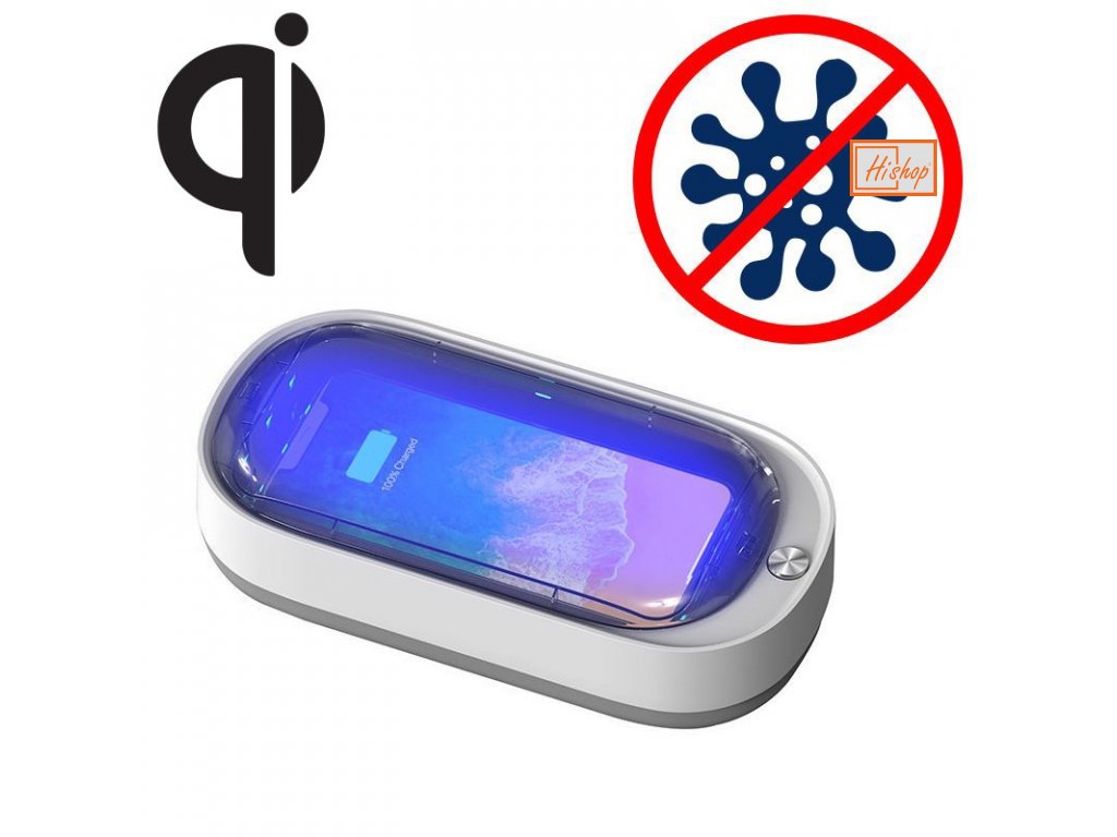 eng pl Mobile UV sterilizer for disinfecting phones Qi wireless charger 15W white 61239 8