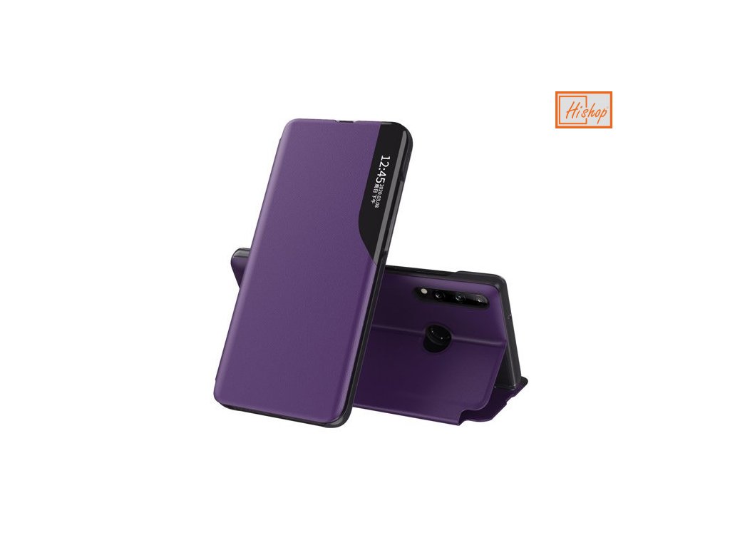 eng pm Eco Leather View Case elegant bookcase type case with kickstand for Huawei P40 Lite E purple 63651 1