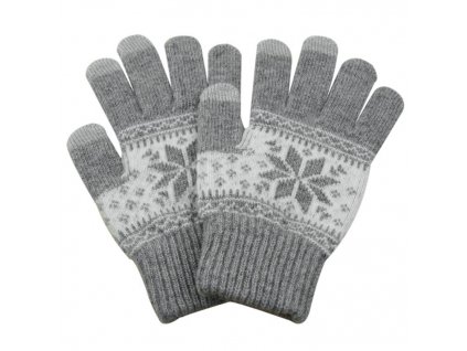 eng pl Universal Touchscreen Gloves Striped Gloves with Charming Winter Pattern light grey 27352 1
